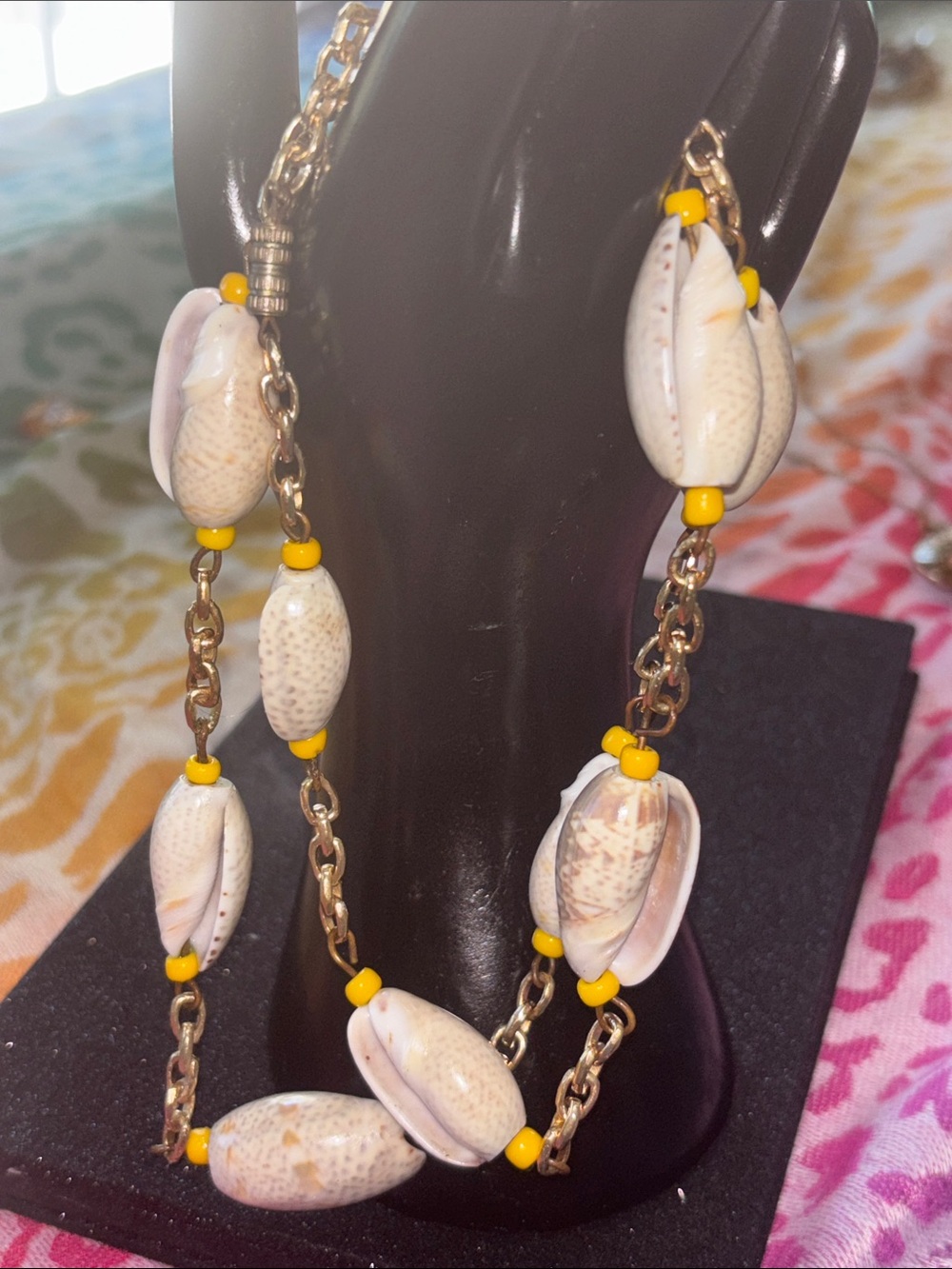 Vintage African large Cowrie Shell nautical necklace
